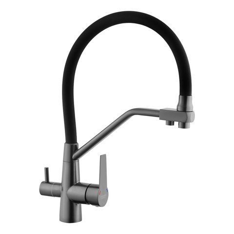 Змішувач для кухні з підключенням до фільтра Kroner KRP Edelstahl Klassisch - PVD03817BLK CV031898 фото